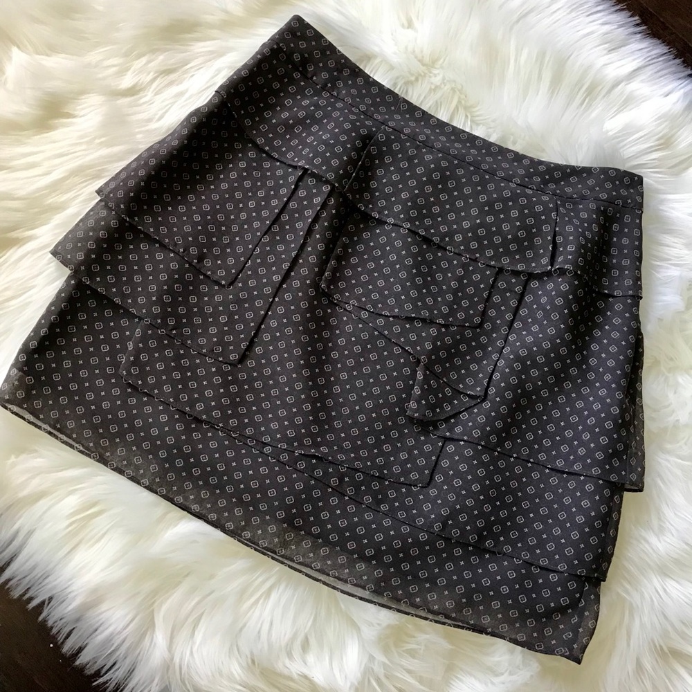 Banana Republic Ruffled Taupe/Gray Mini Skirt